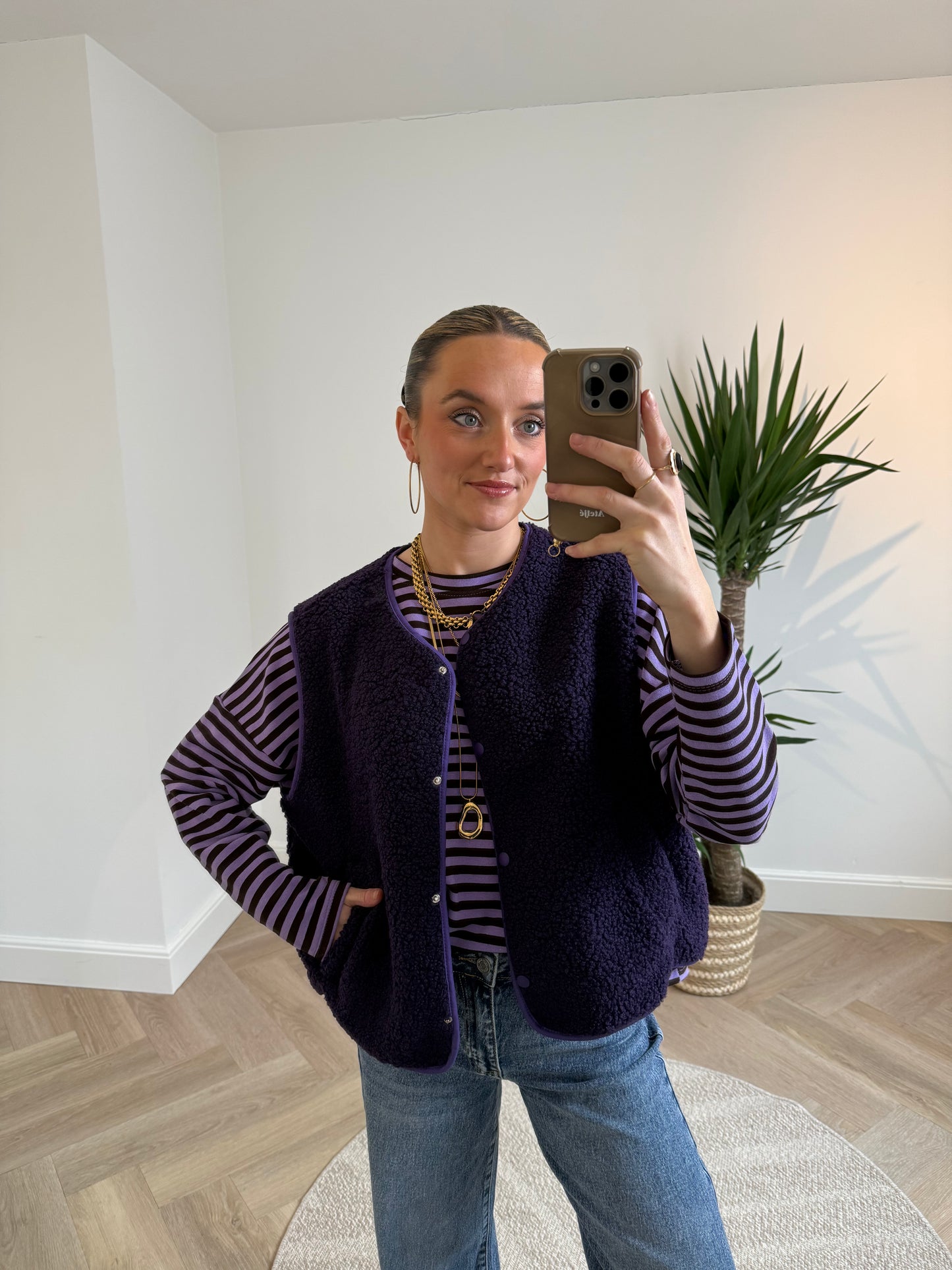 Vera teddy gilet paars