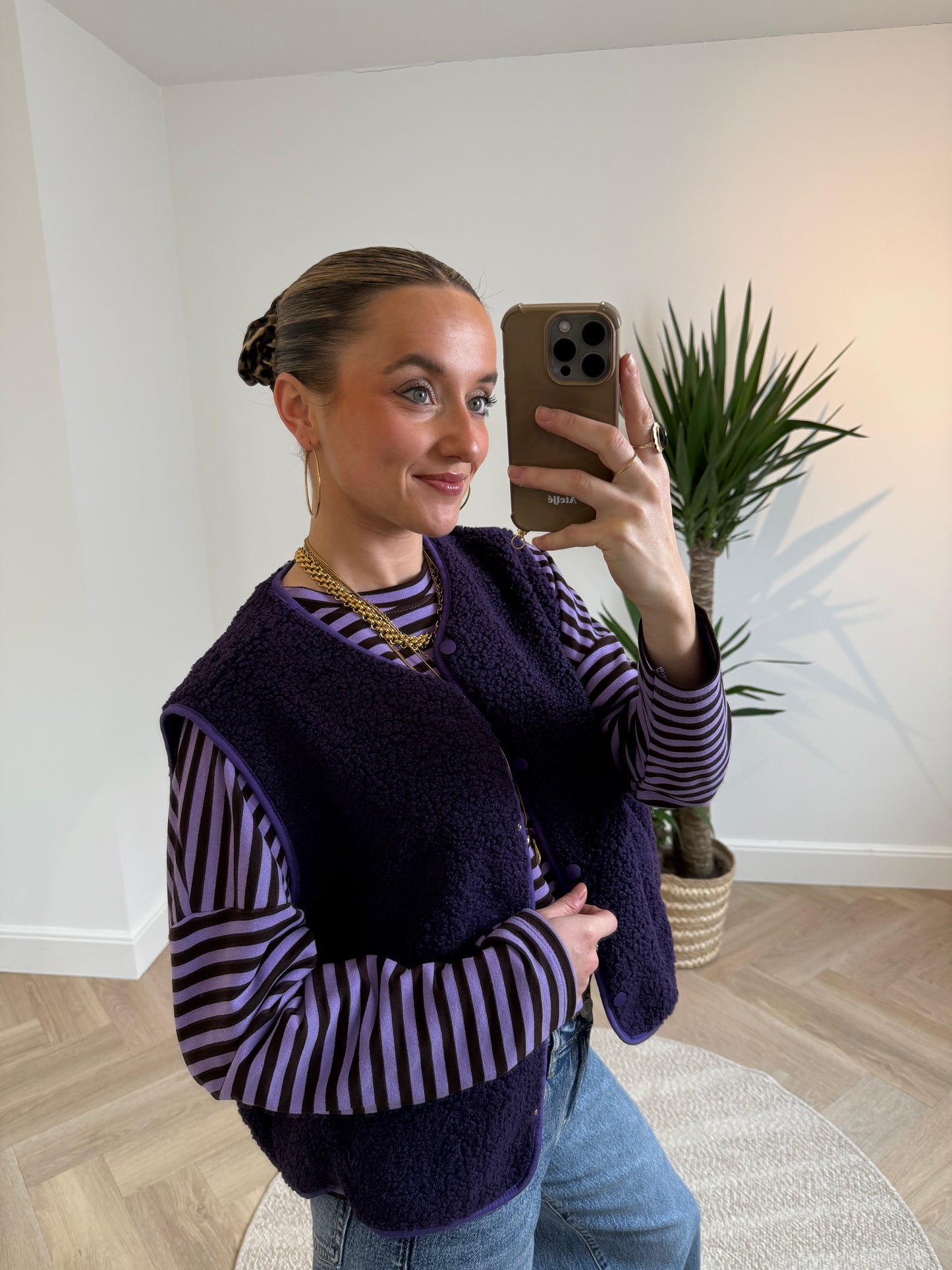 Vera teddy gilet paars