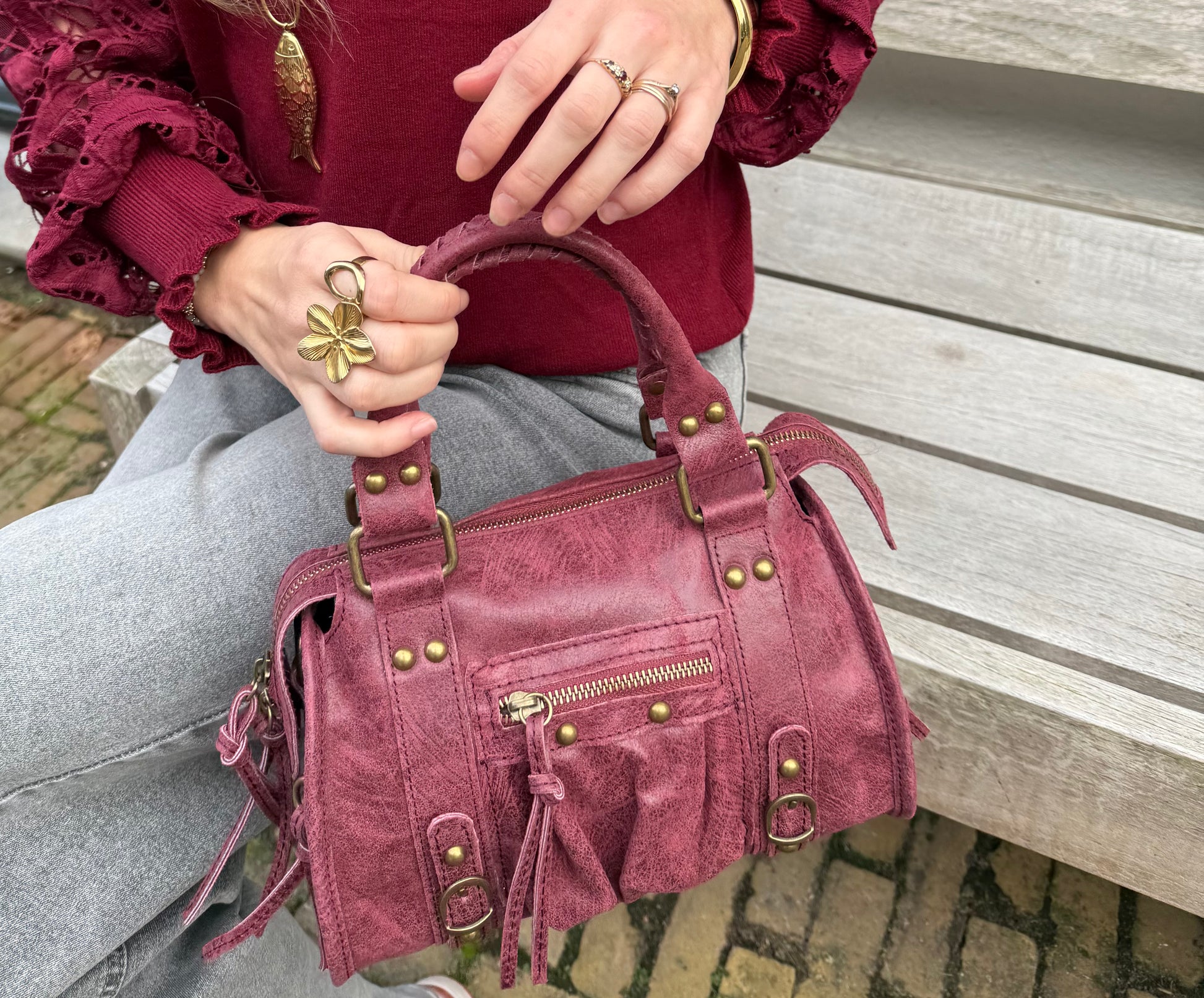Macie leather bag burgundy - Project 35