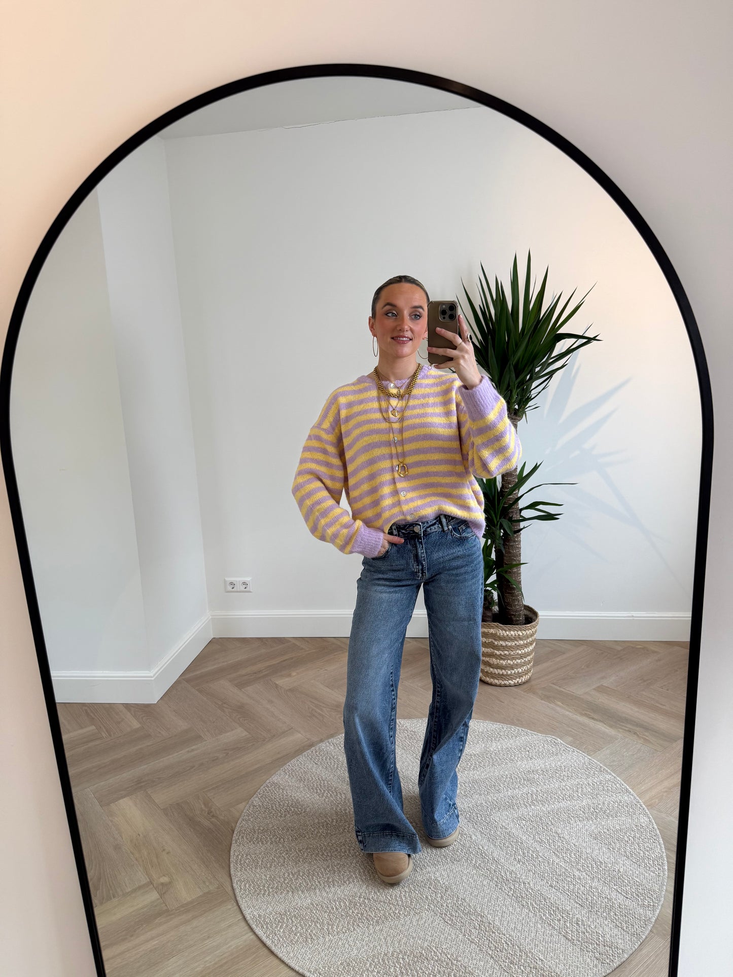 Gigi cardigan striped yellow/purple