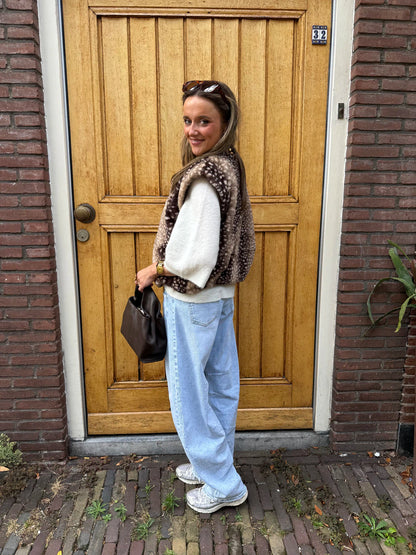 Pien bambi print fur gilet