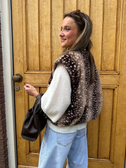 Pien bambi print fur gilet