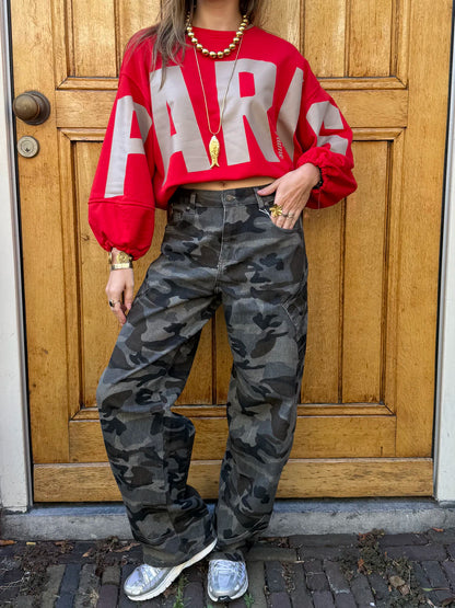 Lara camouflage barrel jeans
