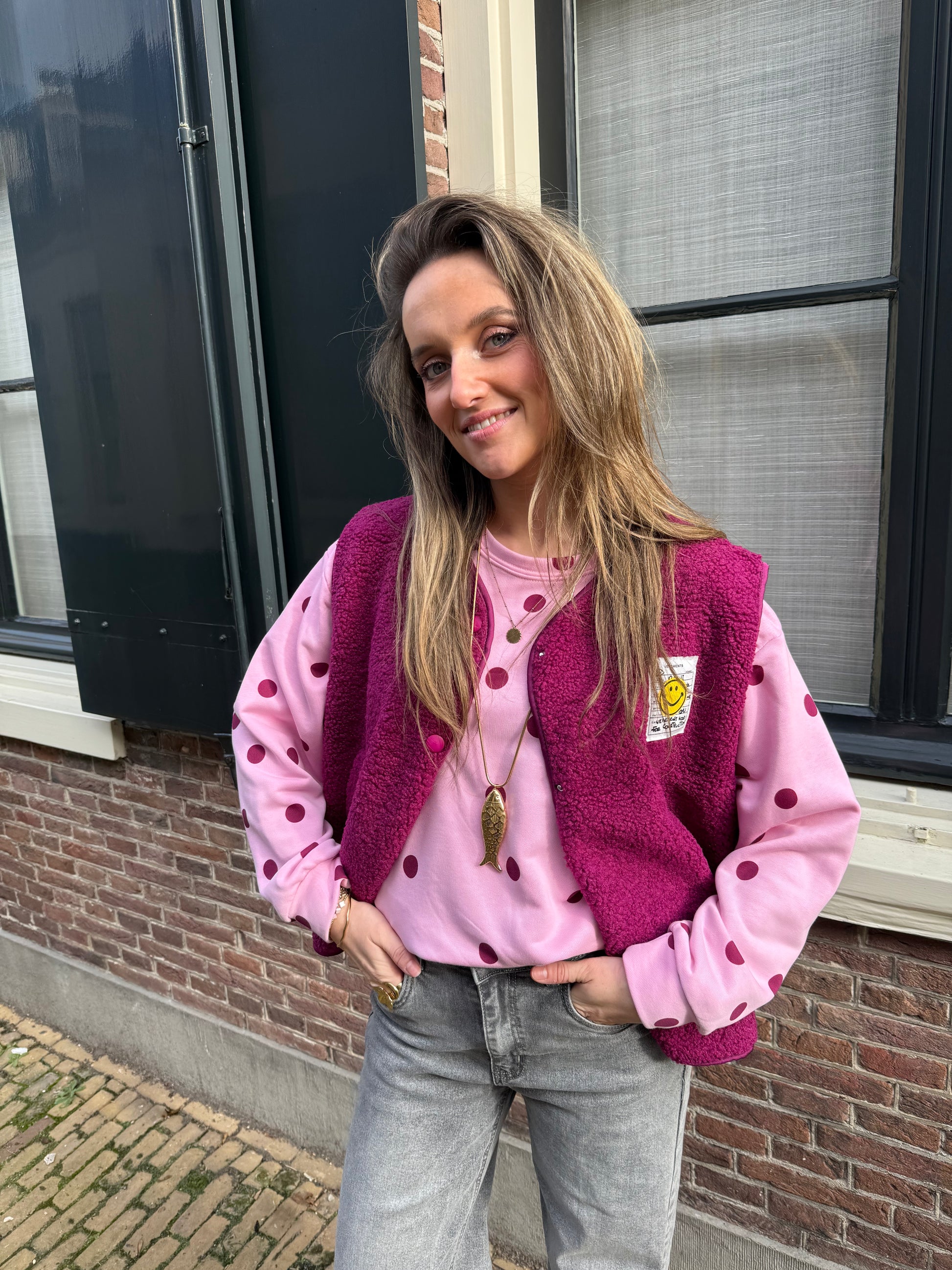 Julie pink polkadot sweater - Project 35