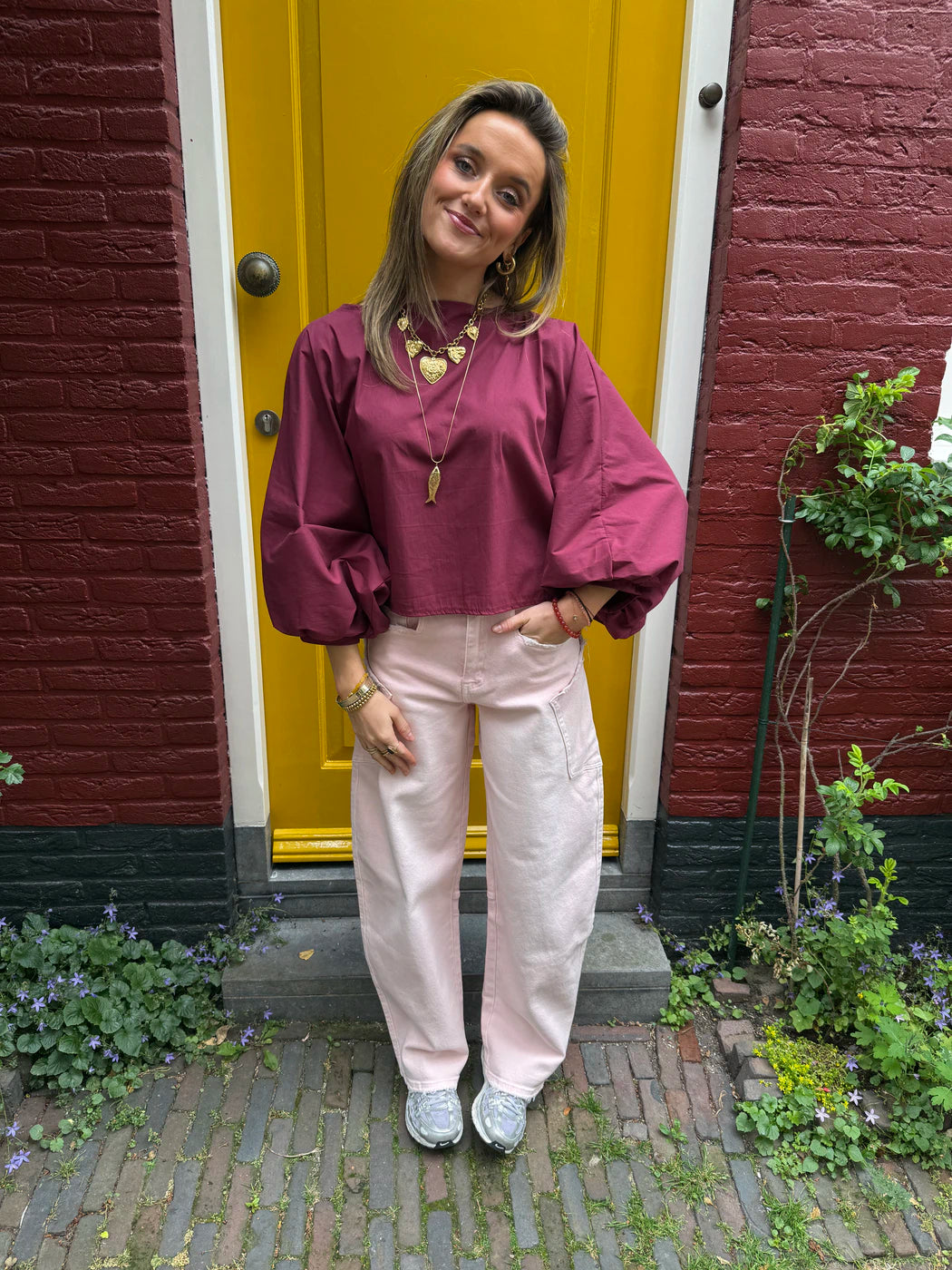 Izzy blouse pofmouw bordeaux