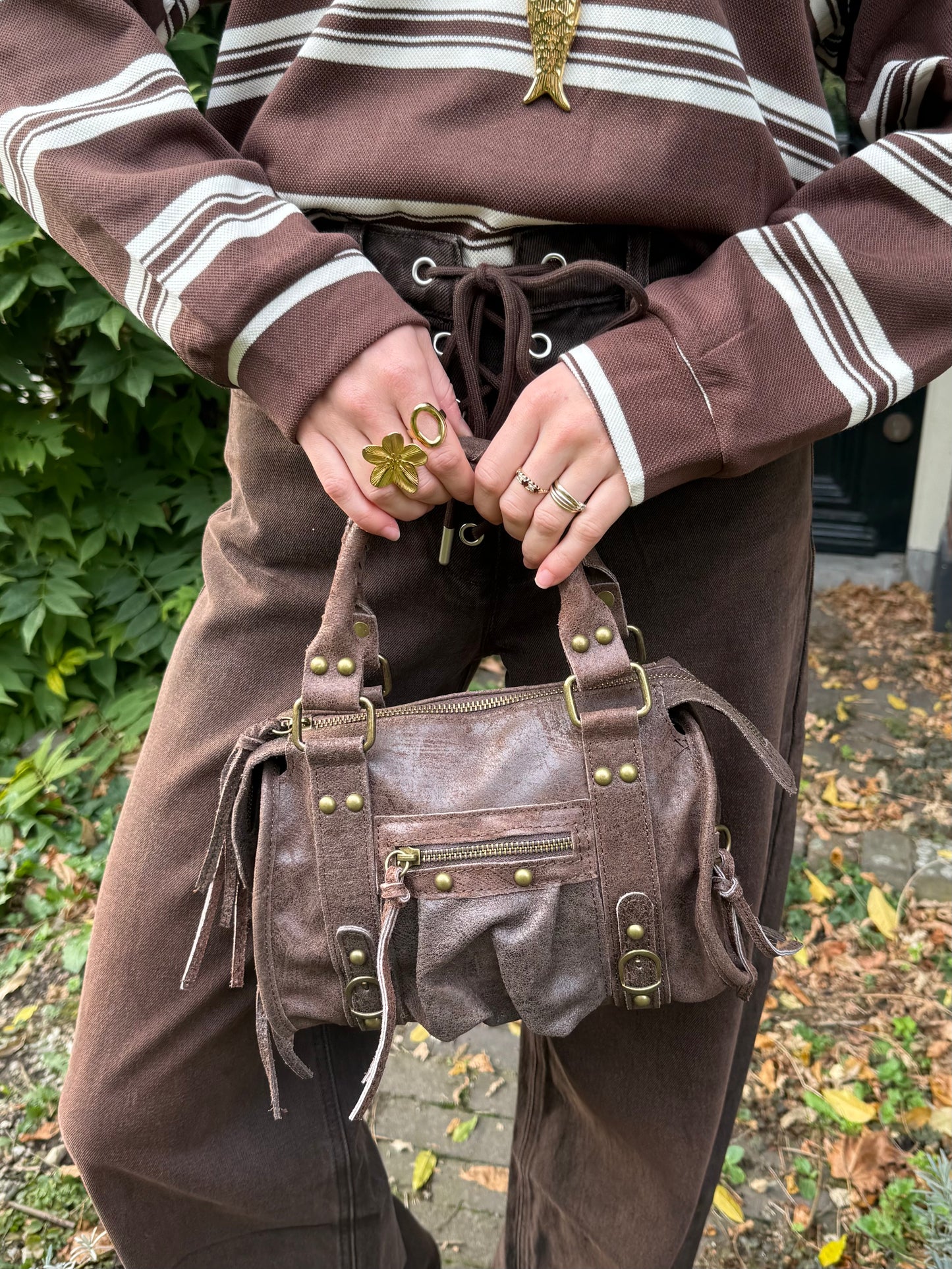 Macie leather bag chocolate brown - Project 35