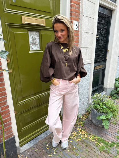 Izzy blouse pofmouw bruin