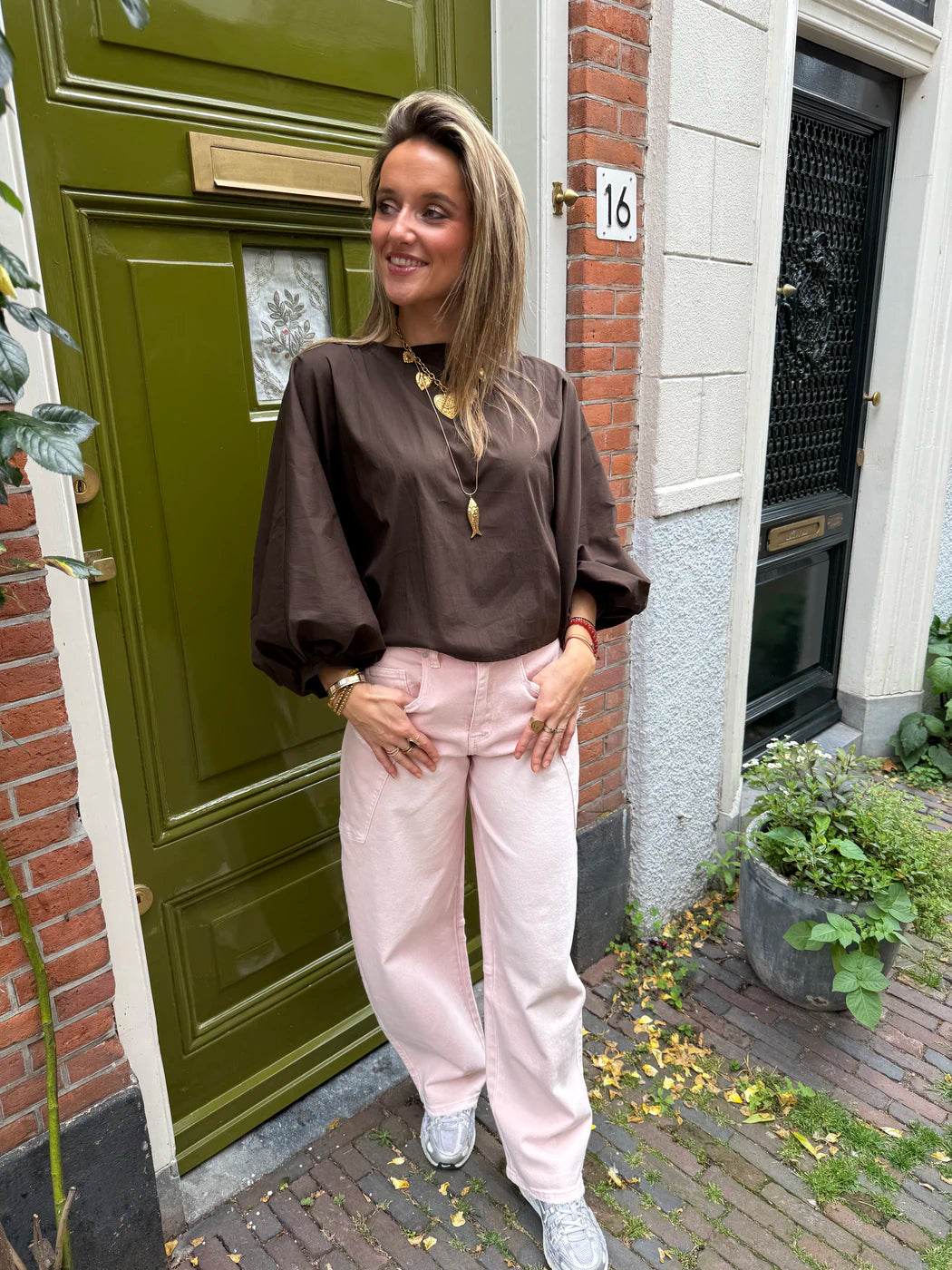 Izzy blouse pofmouw bruin
