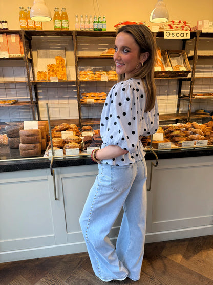 Dana wide leg jeans studs blue