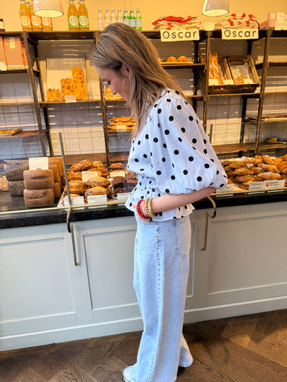 Dana wide leg jeans studs blue