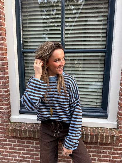 Abby knit brown/blue striped - Project 35
