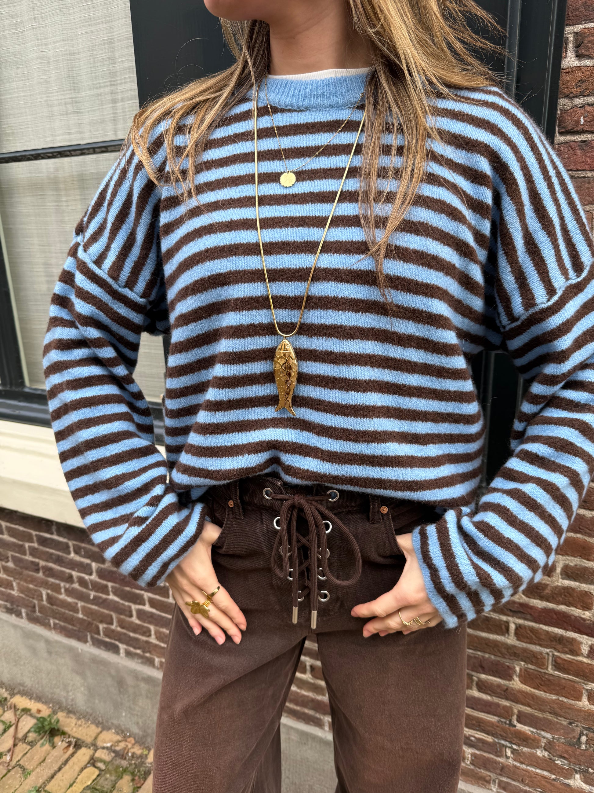 Abby knit brown/blue striped - Project 35