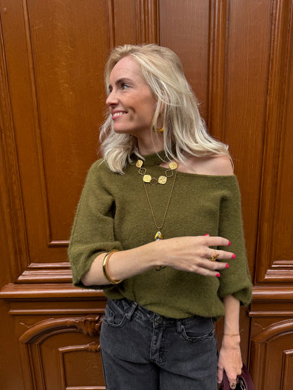Claire one shoulder knit groen