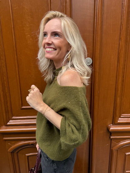 Claire one shoulder knit groen