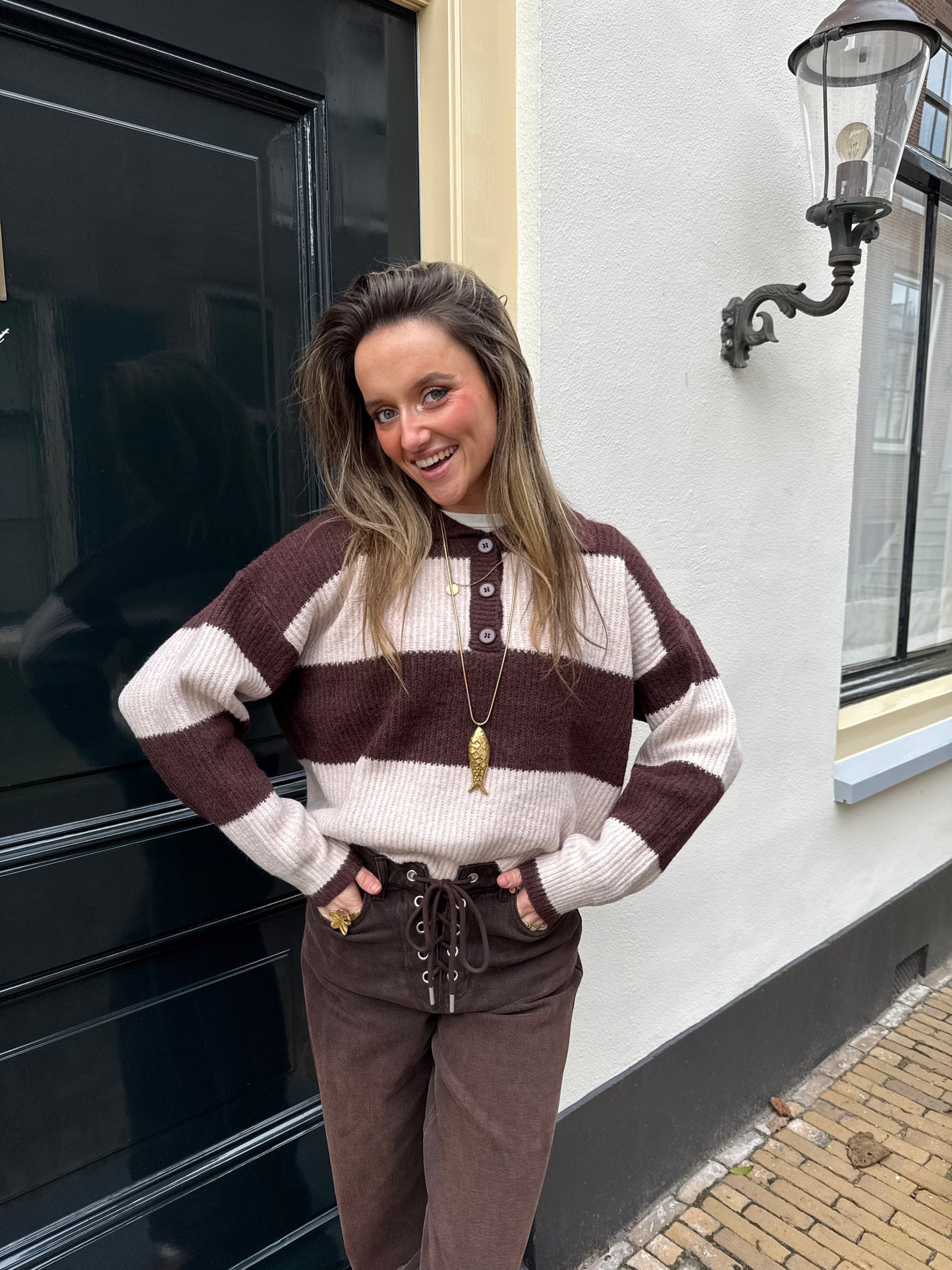 Charlotte knit brown/beige striped - Project 35