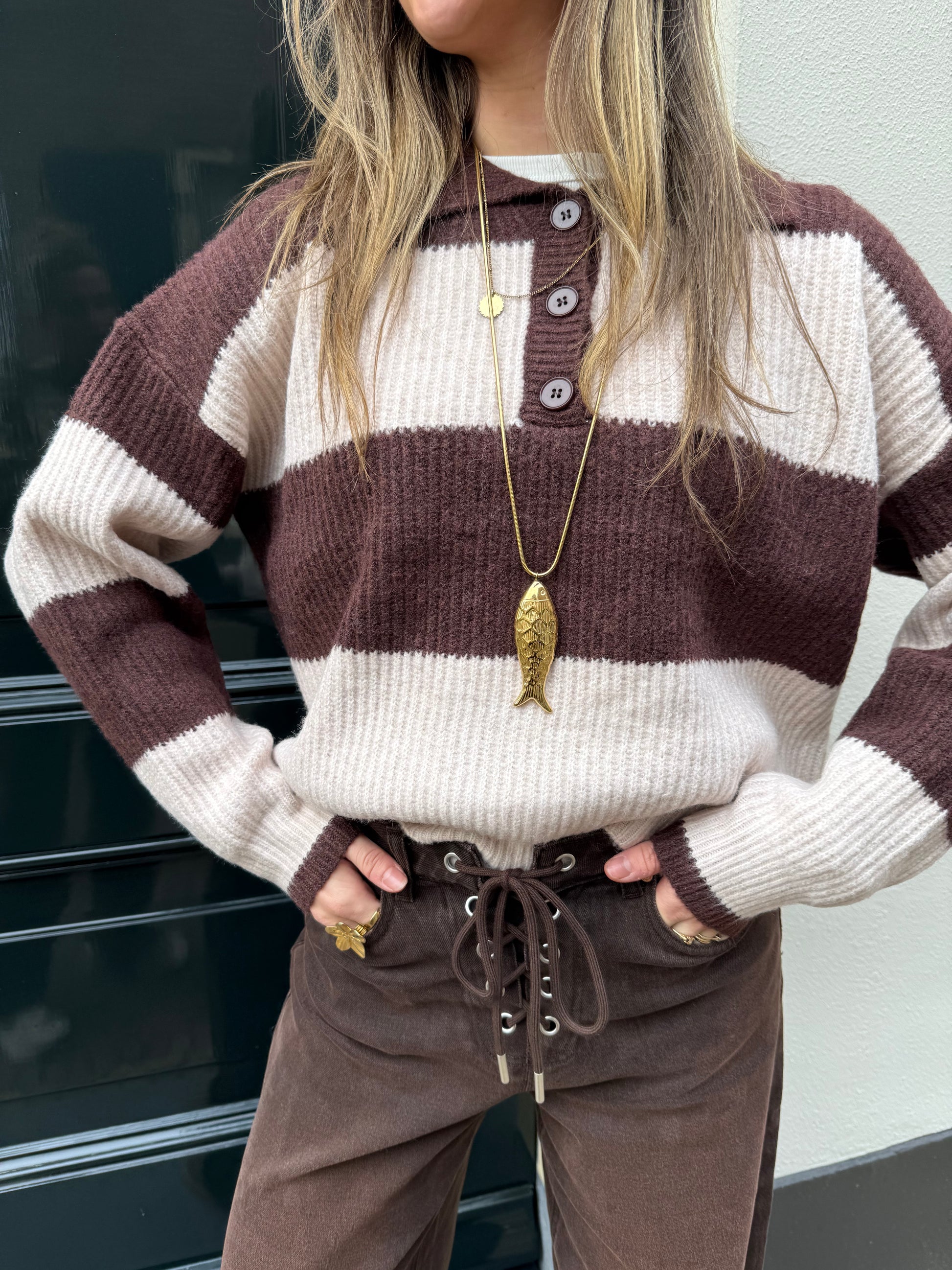 Charlotte knit brown/beige striped - Project 35