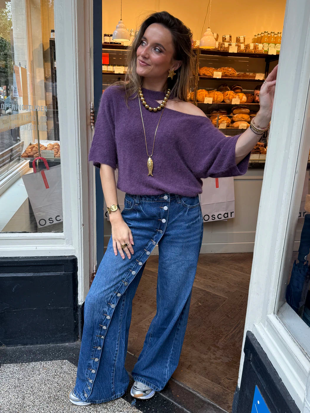 Bodi buttons jeans dark blue