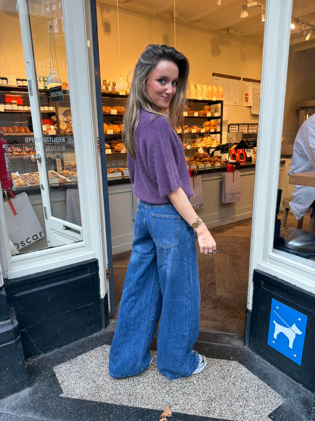 Claire one shoulder knit purple