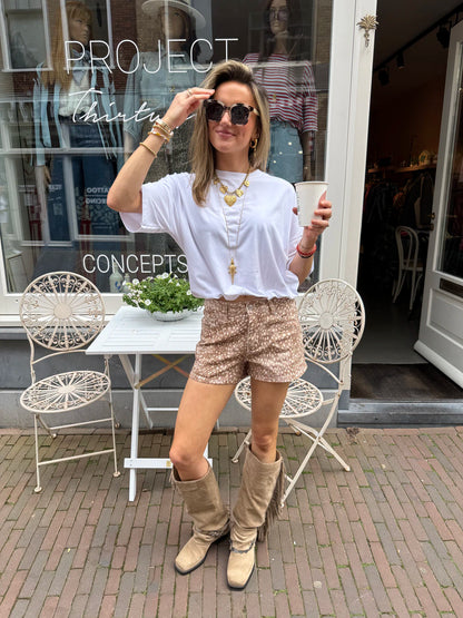 Jessie denim shorts bambi print stretch