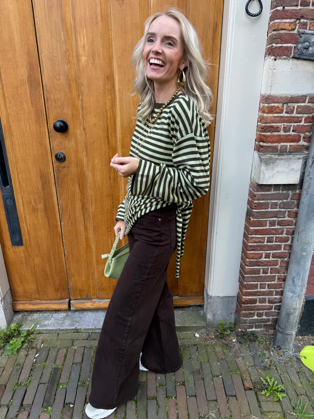 Marley gestreepte top & sjaaltje groen