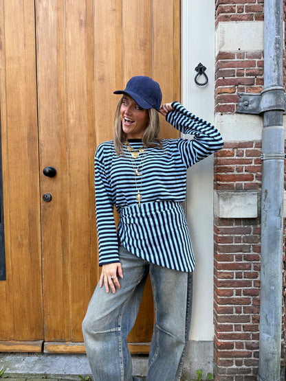 Marley gestreepte top & sjaaltje navy/blauw