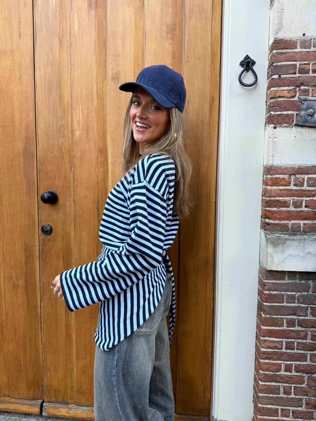 Marley gestreepte top & sjaaltje navy/blauw