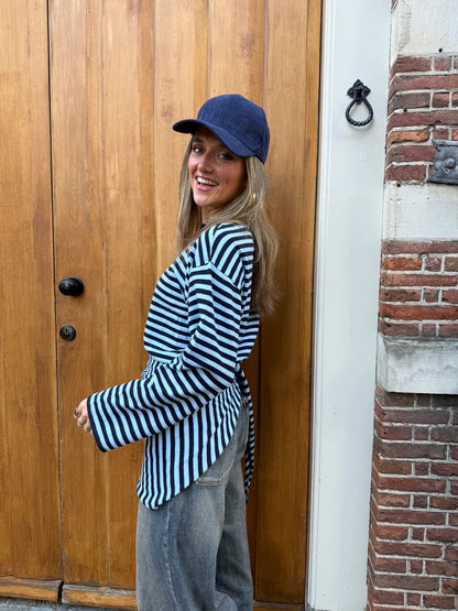 Marley gestreepte top & sjaaltje navy/blauw