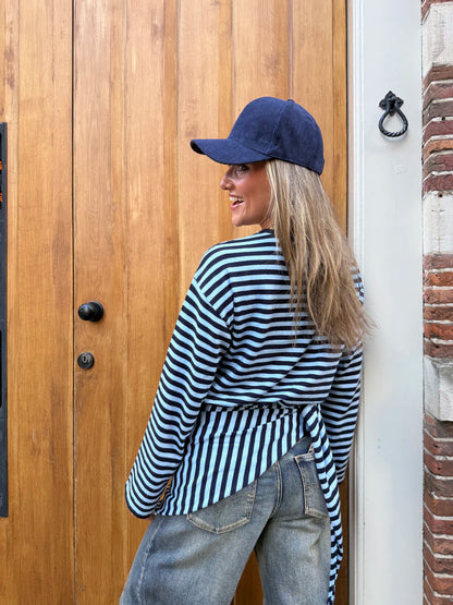 Marley gestreepte top & sjaaltje navy/blauw