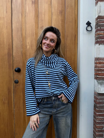 Marley gestreepte top & sjaaltje navy/blauw