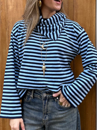 Marley gestreepte top & sjaaltje navy/blauw