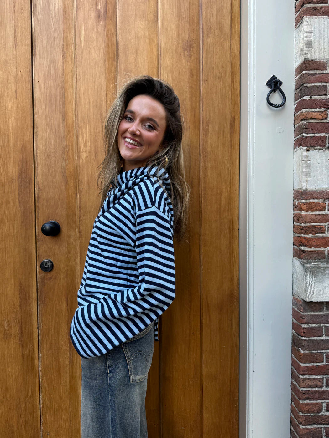 Marley gestreepte top & sjaaltje navy/blauw