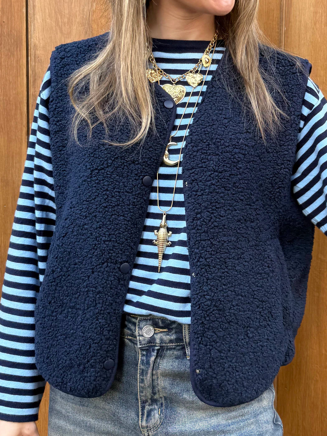 Vera teddy gilet navy