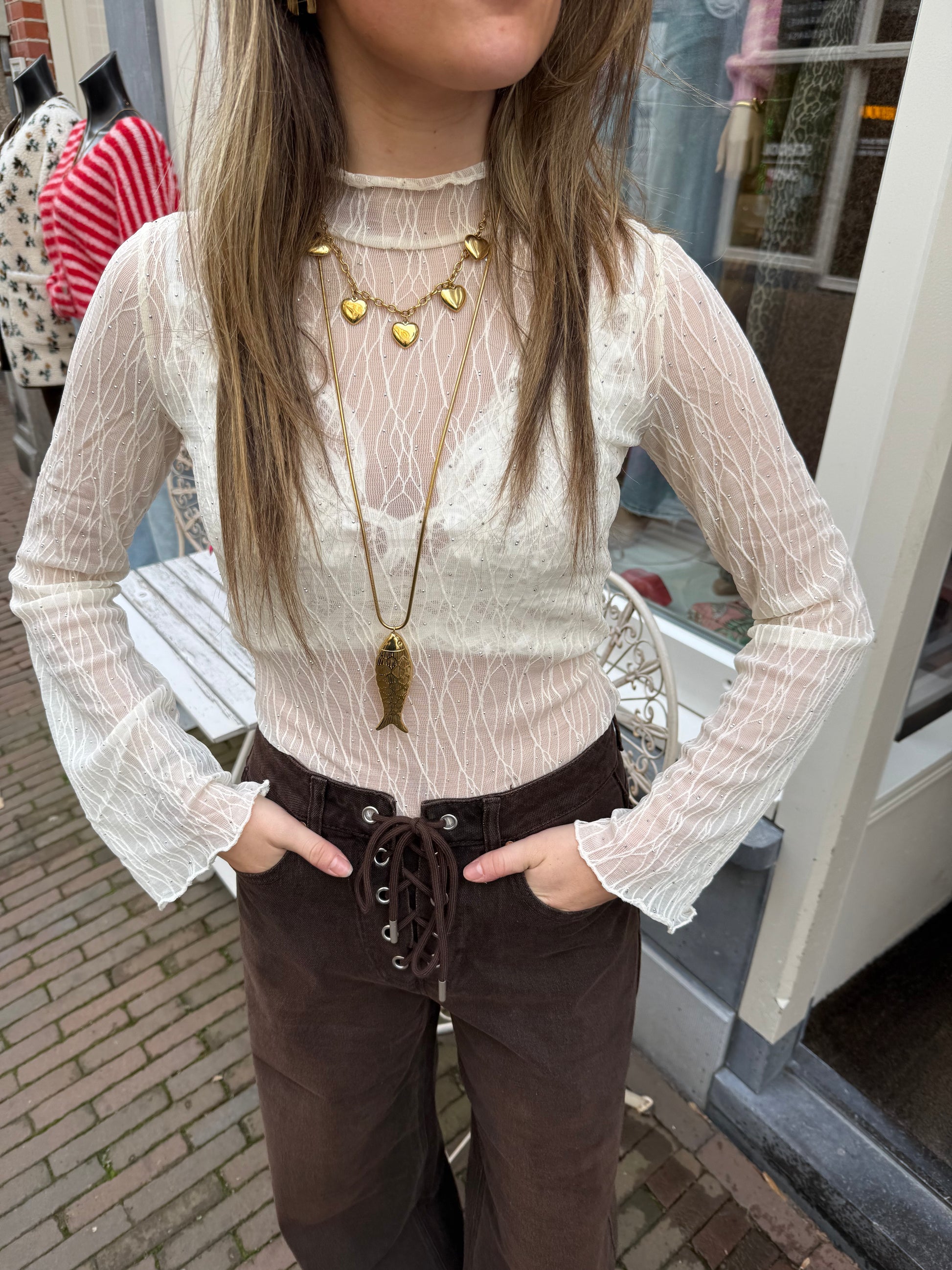 Ella mesh top off white - Project 35