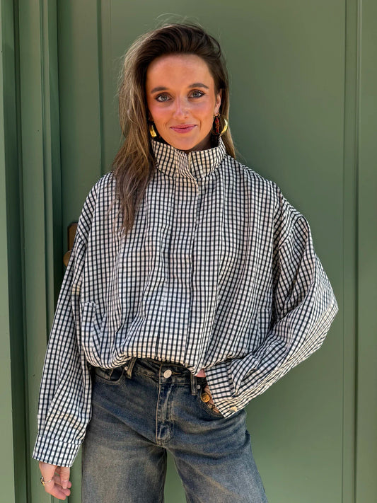 Alex blouse jasje geruit groen/wit