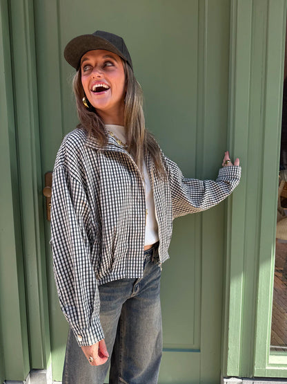 Alex blouse jasje geruit groen/wit