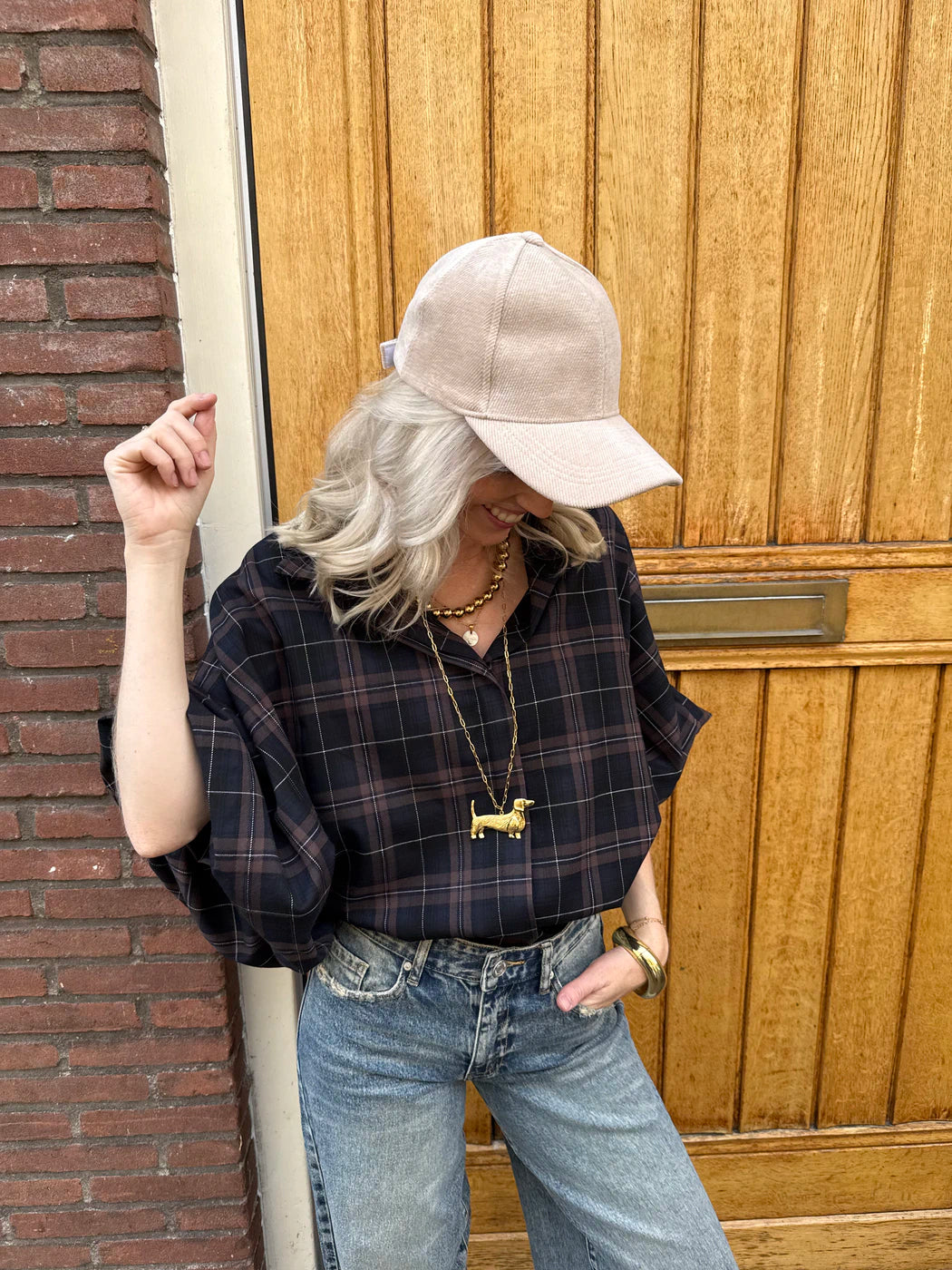 Mira oversized blouse grove ruit bruin