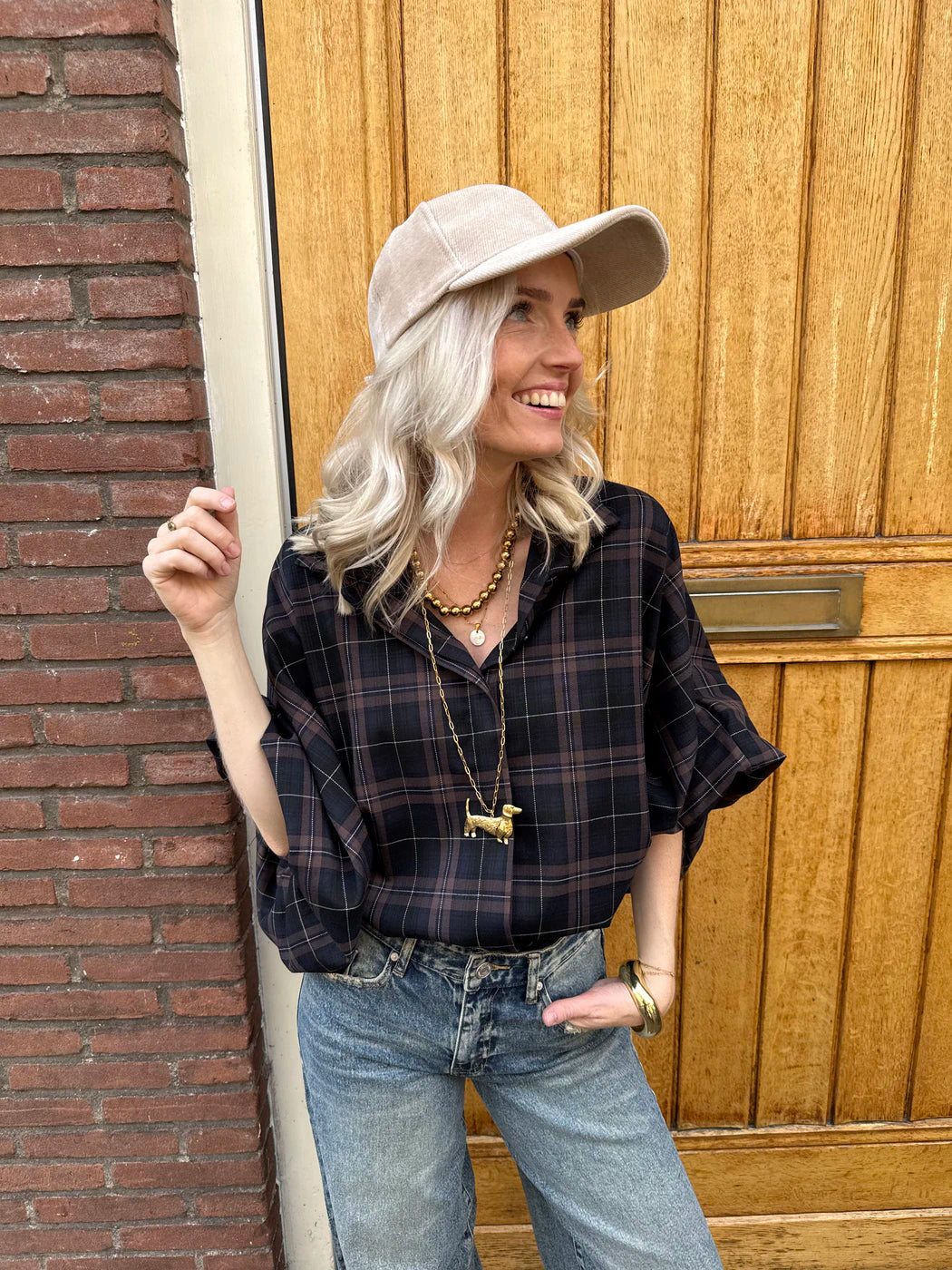 Mira oversized blouse grove ruit bruin