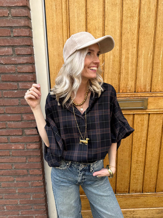 Mira oversized blouse grove ruit bruin
