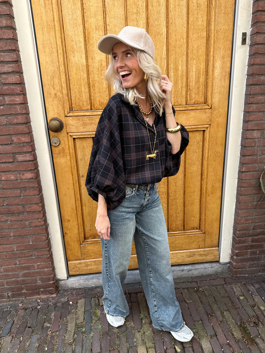 Mira oversized blouse grove ruit bruin