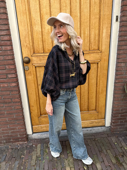 Mira oversized blouse grove ruit bruin