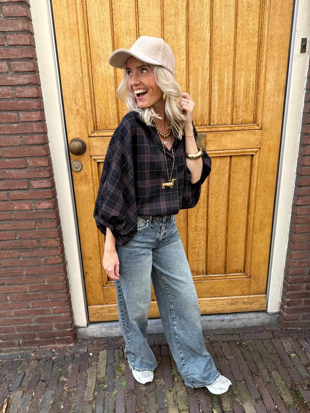 Mira oversized blouse grove ruit bruin