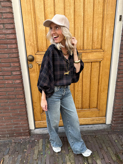Mira oversized blouse grove ruit bruin