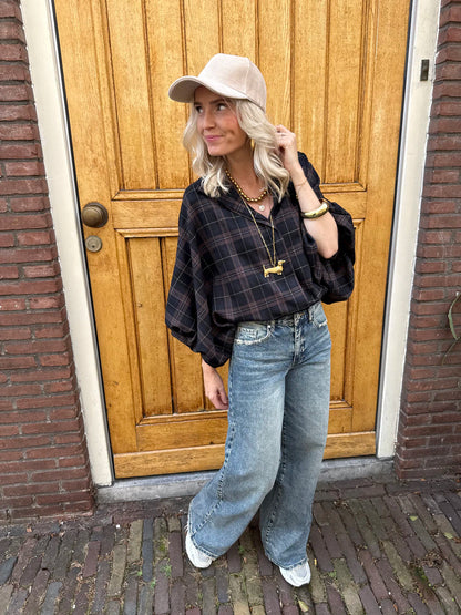 Mira oversized blouse grove ruit bruin