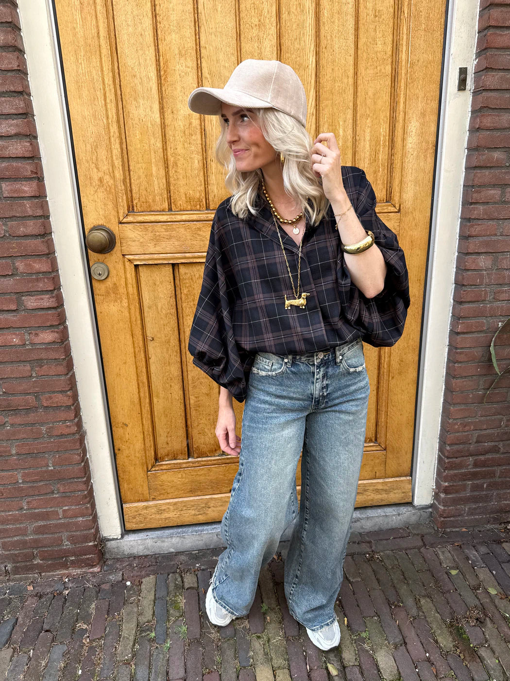 Mira oversized blouse grove ruit bruin