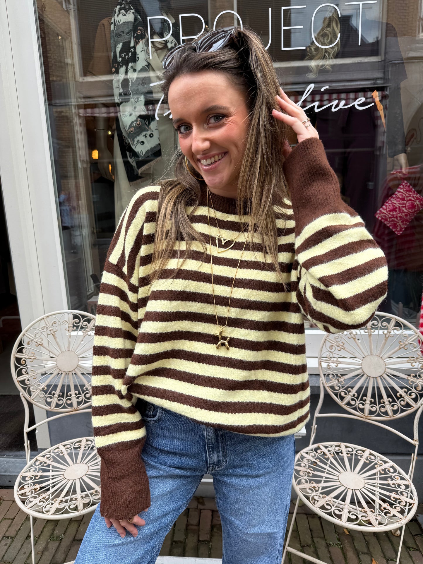 Pippa knit brown/yellow striped - Project 35