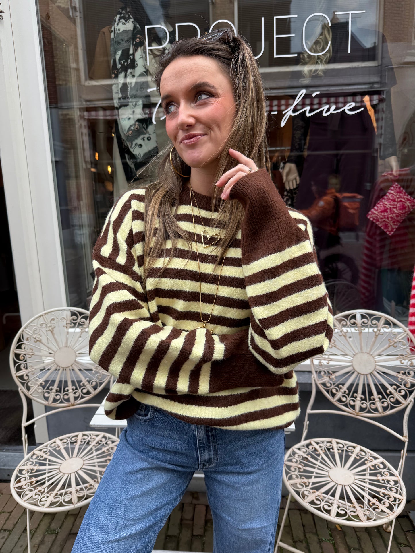Pippa knit brown/yellow striped - Project 35