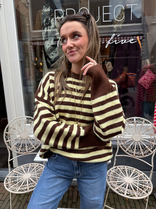Pippa knit brown/yellow striped - Project 35