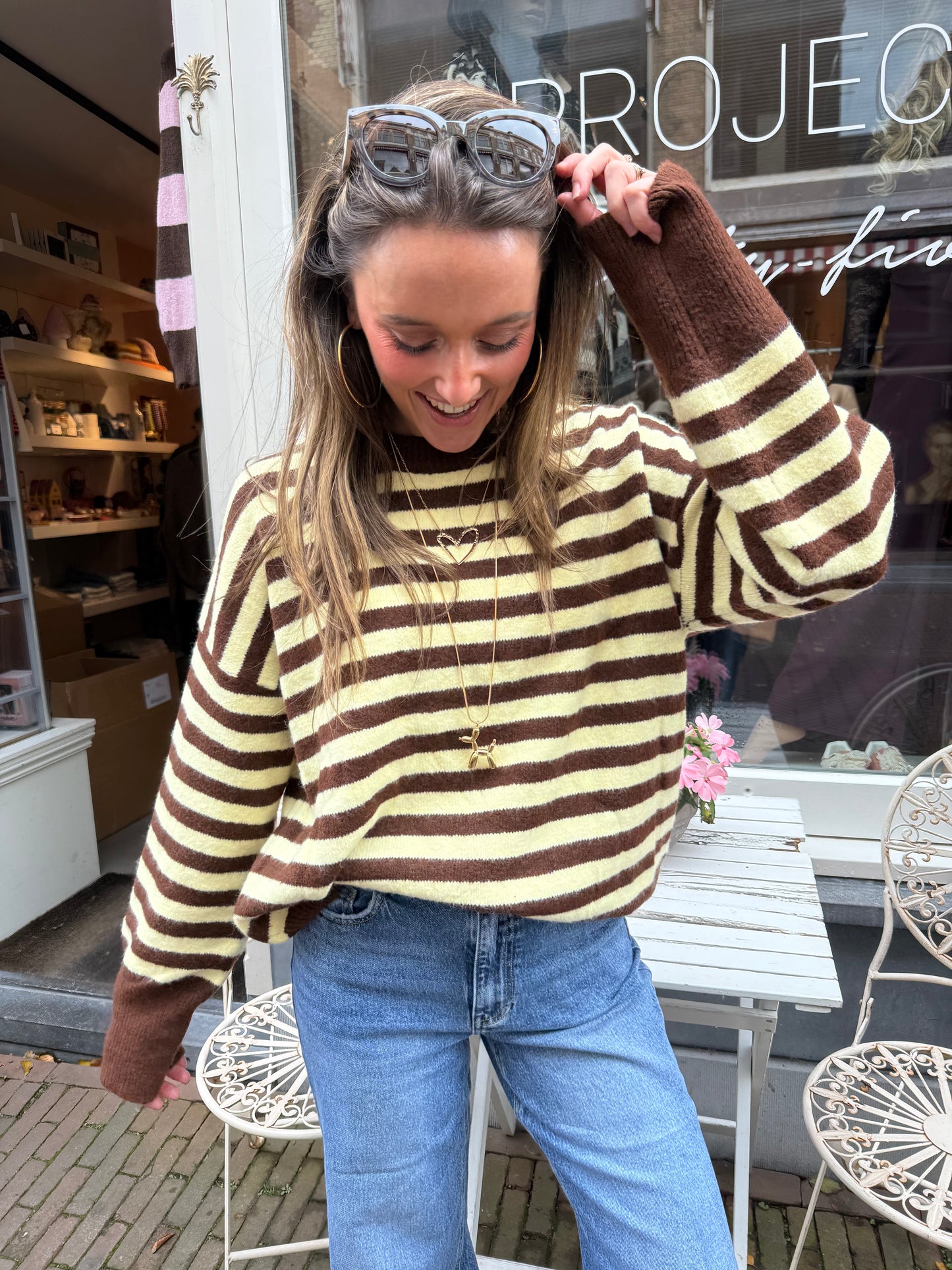 Pippa knit brown/yellow striped - Project 35