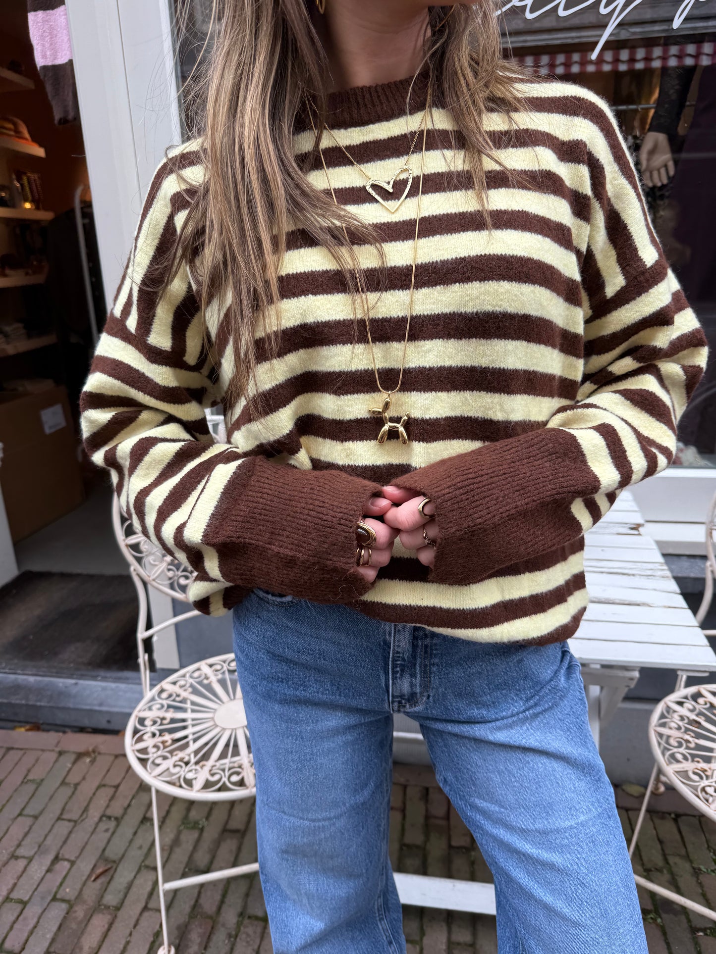 Pippa knit brown/yellow striped - Project 35