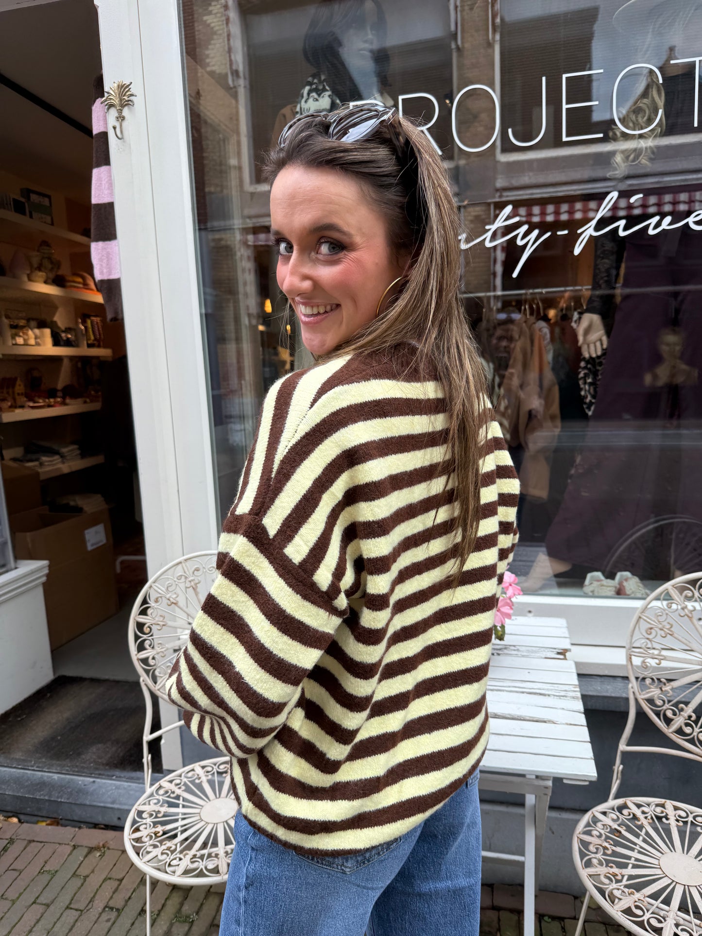 Pippa knit brown/yellow striped - Project 35
